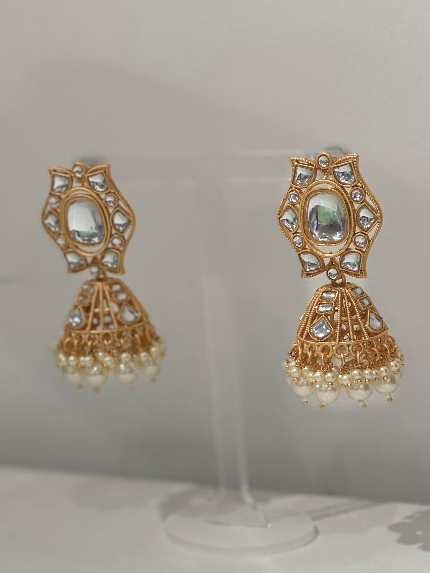 Kundan Style Pearl Jhumkas