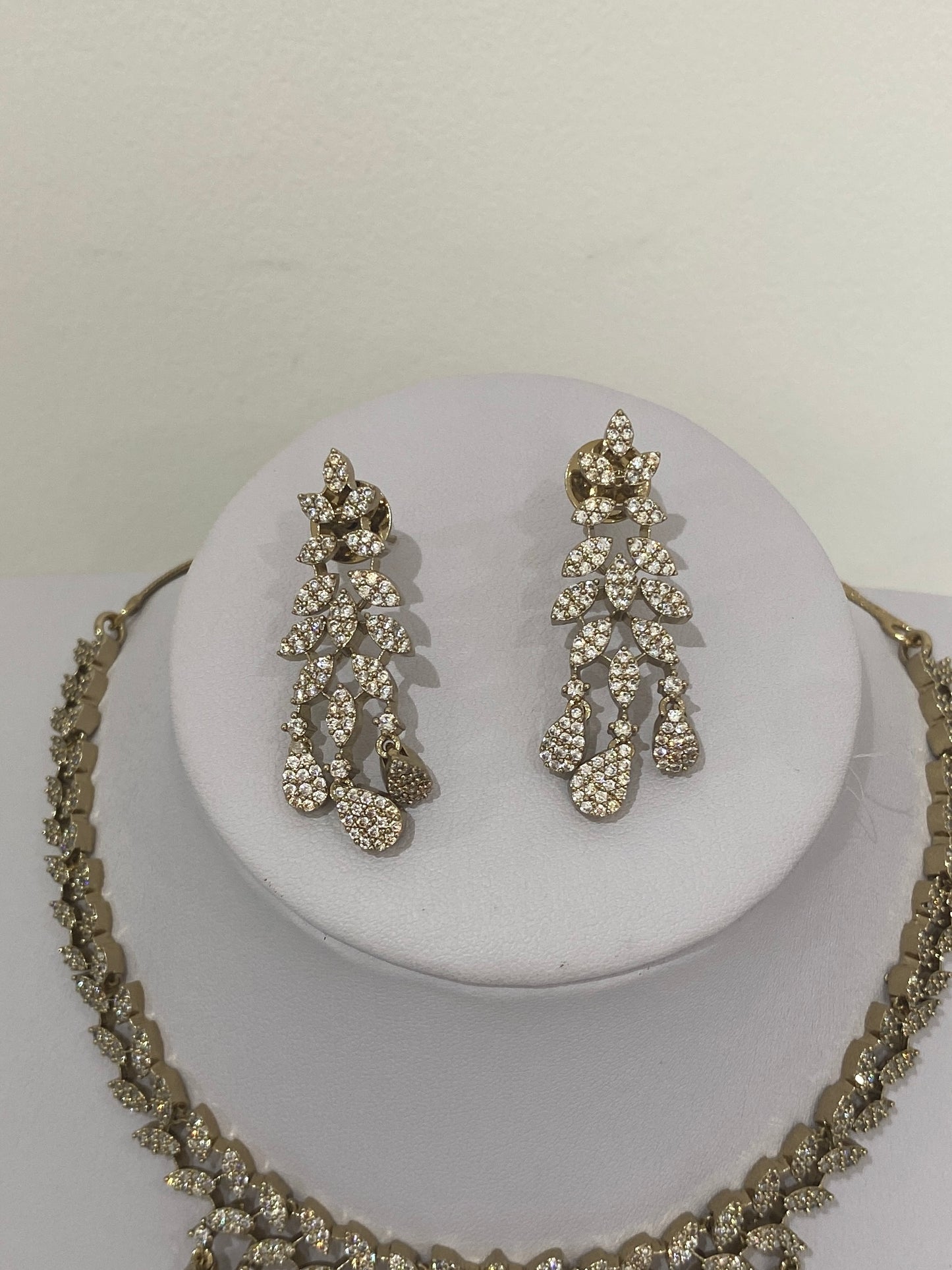 Mehndi Plating American Diamond Neckalce Set
