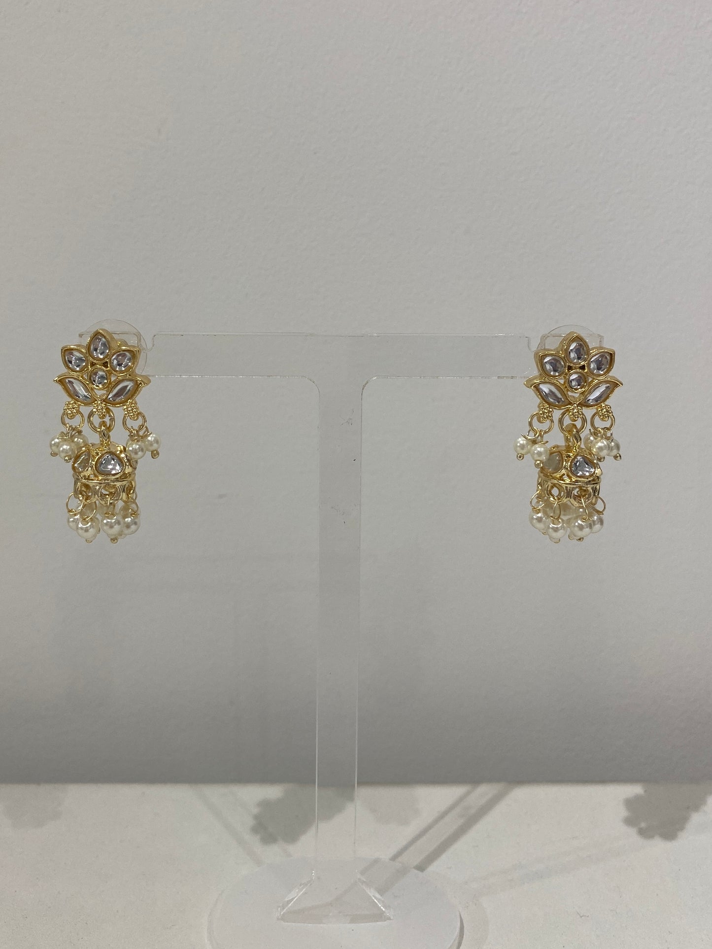 Lotus Kundan Gold Mini Jhumkas