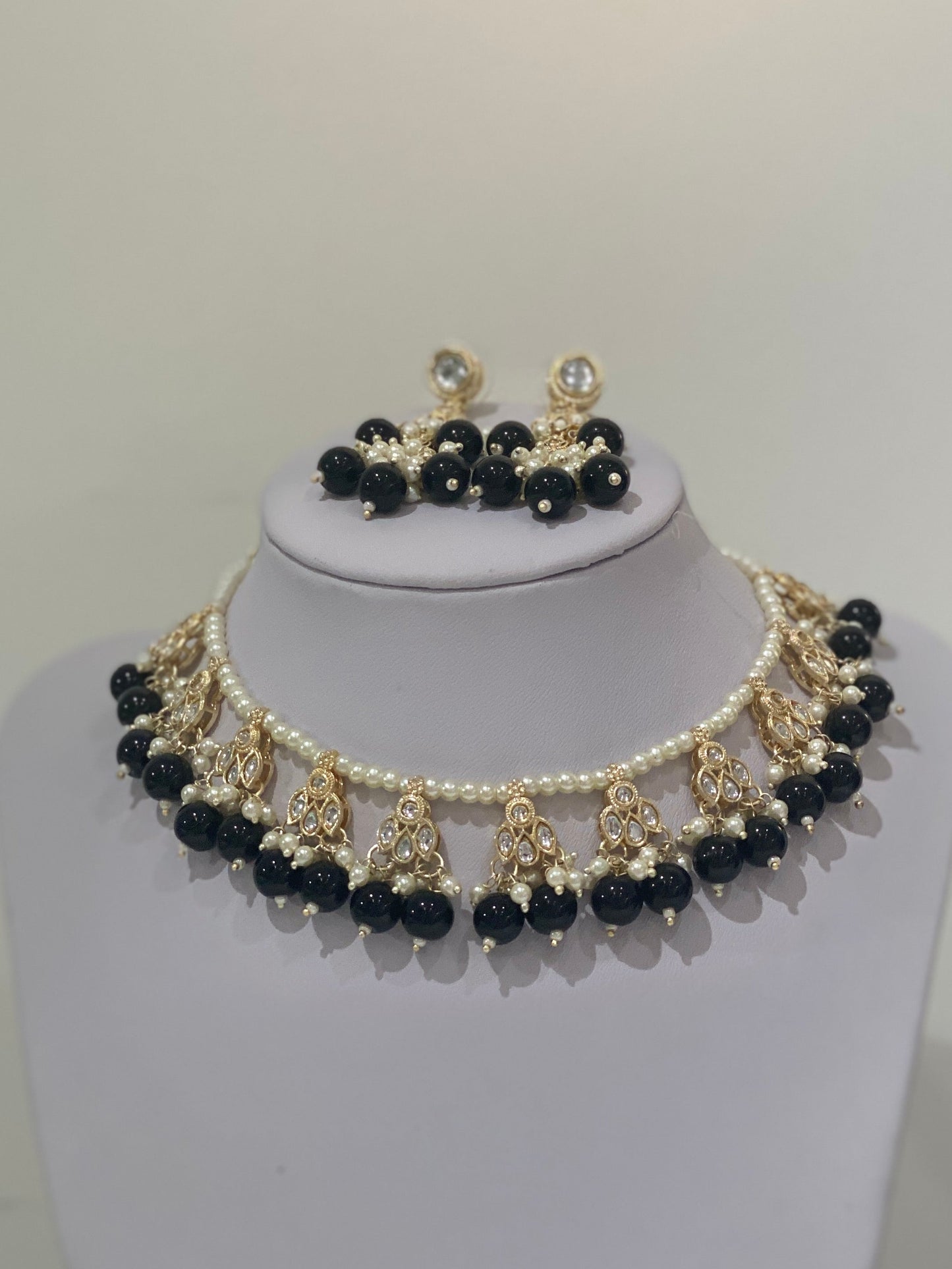 Kundan Pearl Necklace, Earring & Tikka Set