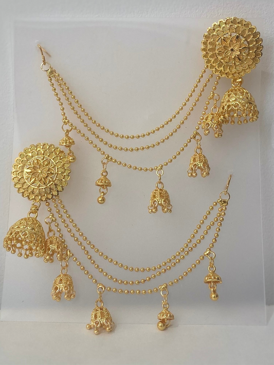 Gold Jhumka Attached Sahare