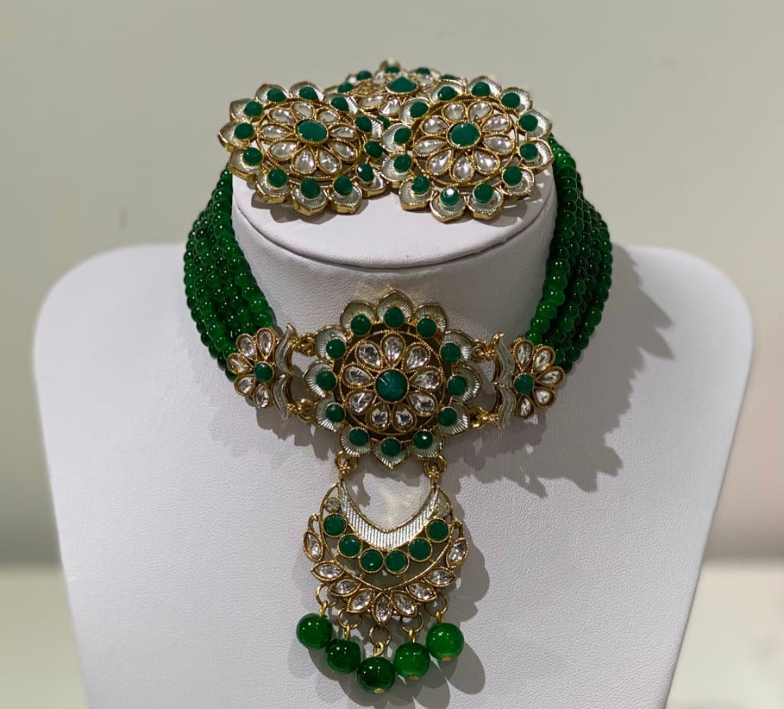 Intehaa Forest Green Necklace Set