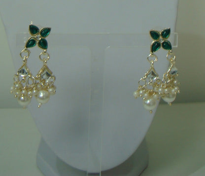Hira Dark Green Pearl Full Necklace Tikka Earring Set