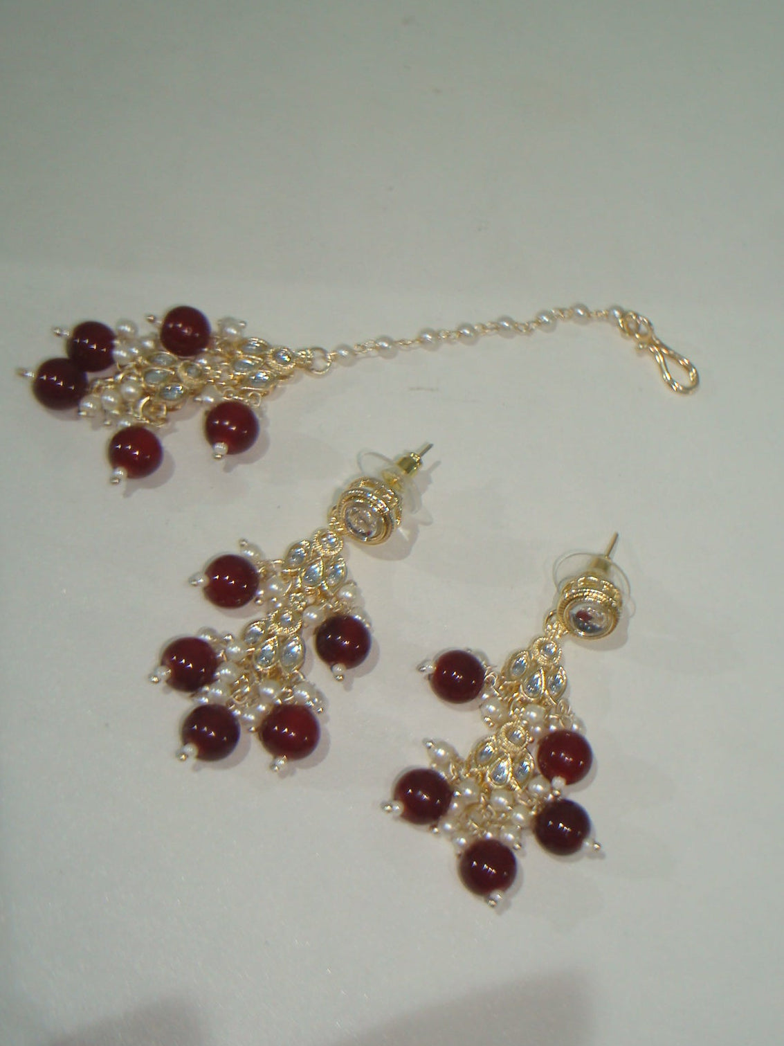 Kundan Pearl Necklace, Earring & Tikka Set