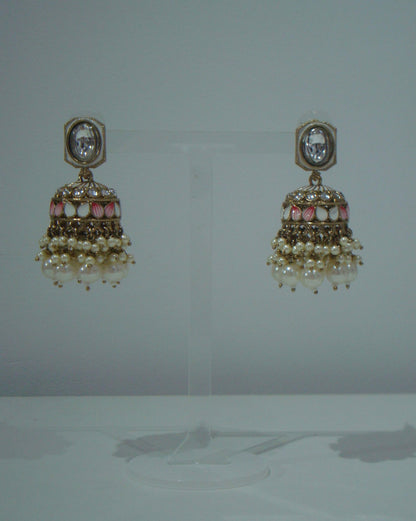 Pearl Kundan Jhumkas
