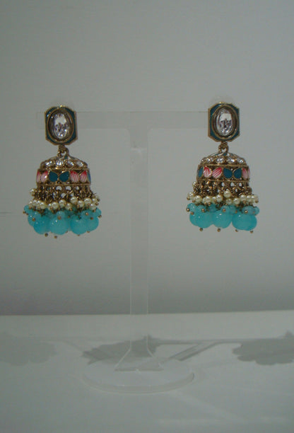 Pearl Kundan Jhumkas