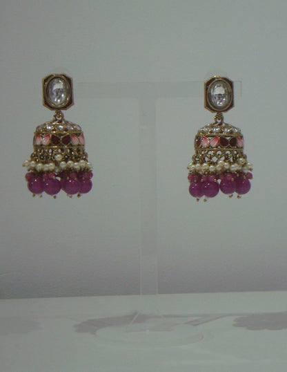 Pearl Kundan Jhumkas