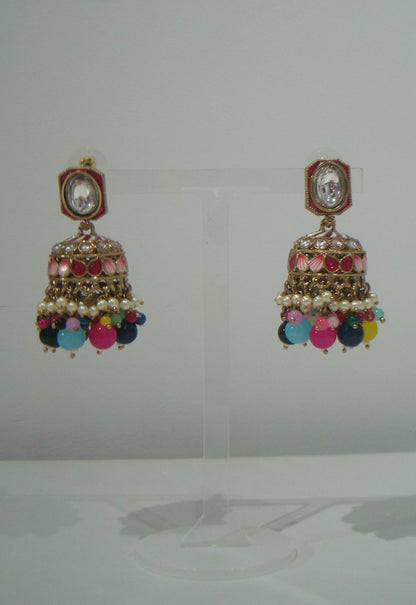 Pearl Kundan Jhumkas