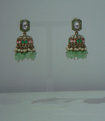 Pearl Kundan Jhumkas